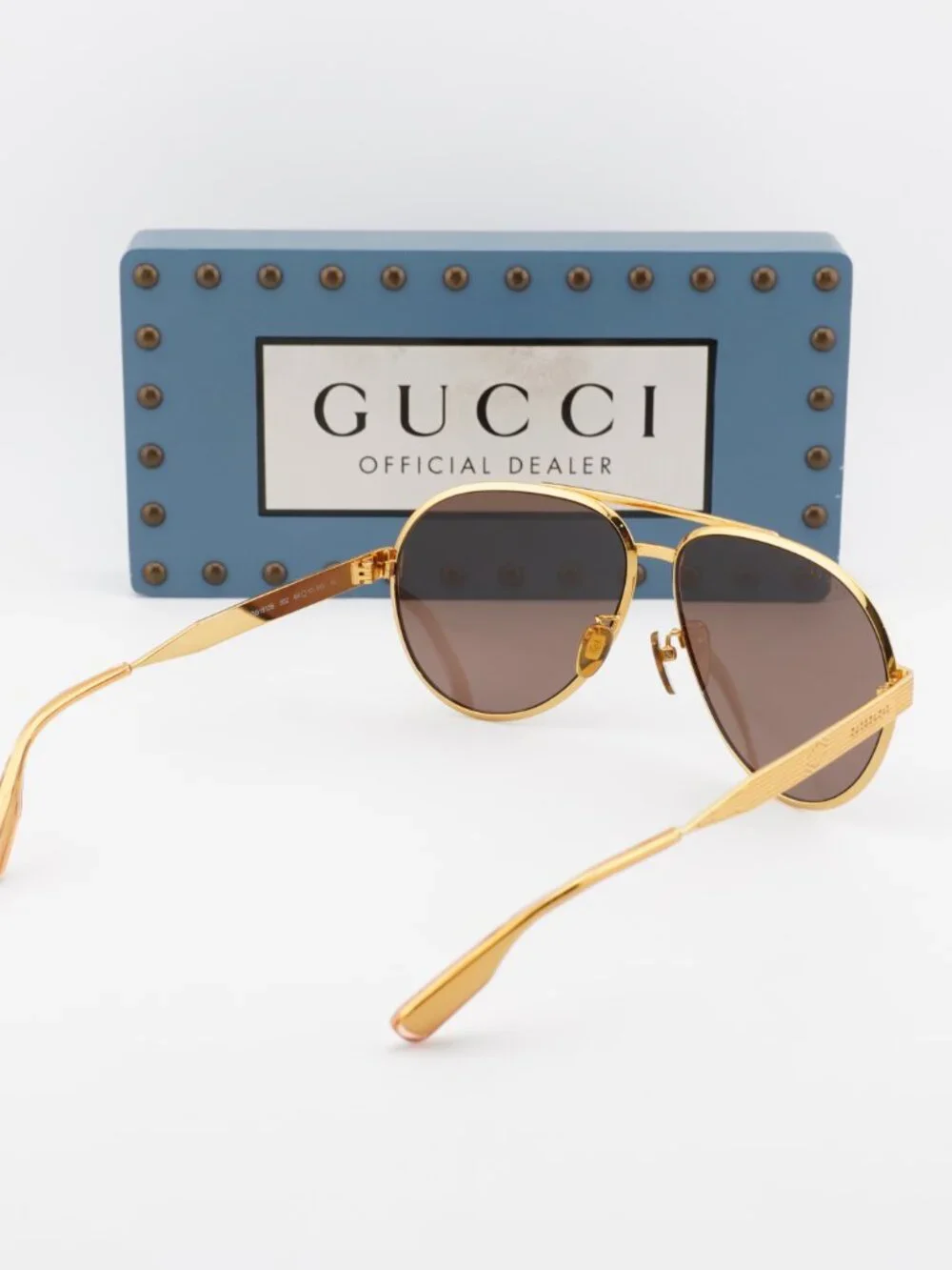 Gucci GG1513S 002 Aviator Sunglasses - Yellow Gold\Brown